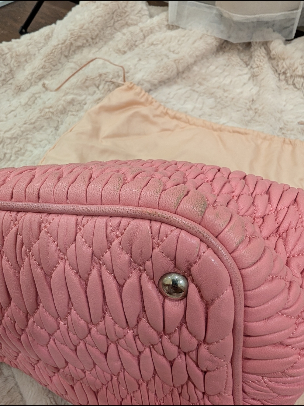 Miu Miu Pink Matelassé Leather Top-Handle Bag - Picture 10 of 10